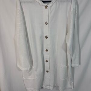 Jordan Taylor White Beach Cover-up Cardigan with Star Buttons Sz One Size